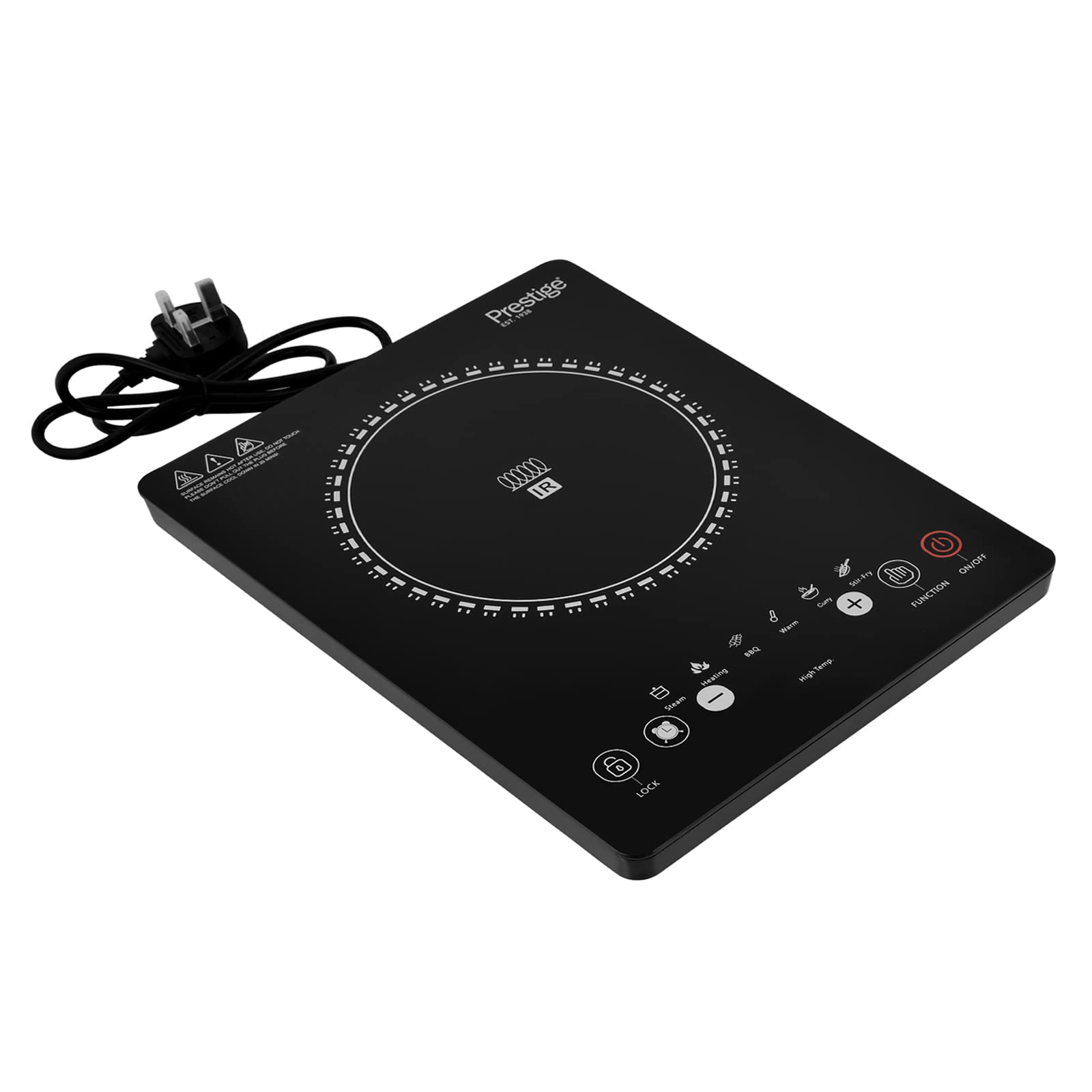 Prestige Infrared Single Cooktop, 8 Digital Temp Control, Touch Control, 2000 Watts, Black موقد فردي يعمل بالأشعة تحت الحمراء بقدرة 2000 وات، بلون أسود، ووزن 3.1 كغم، PR7505 من برستيج Prestige Infrared Single Cooktop, 8 Digital Temp Control, Touch Control, 2000 Watts, Black موقد فردي يعمل بالأشعة تحت الحمراء بقدرة 2000 وات، بلون أسود، ووزن 3.1 كغم، PR7505 من برستيج